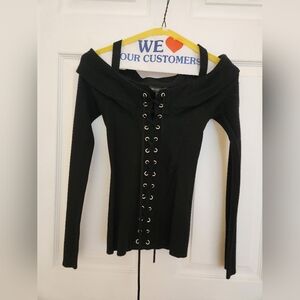 Guess, XS, Black, Off-the-shoulder, Sweater